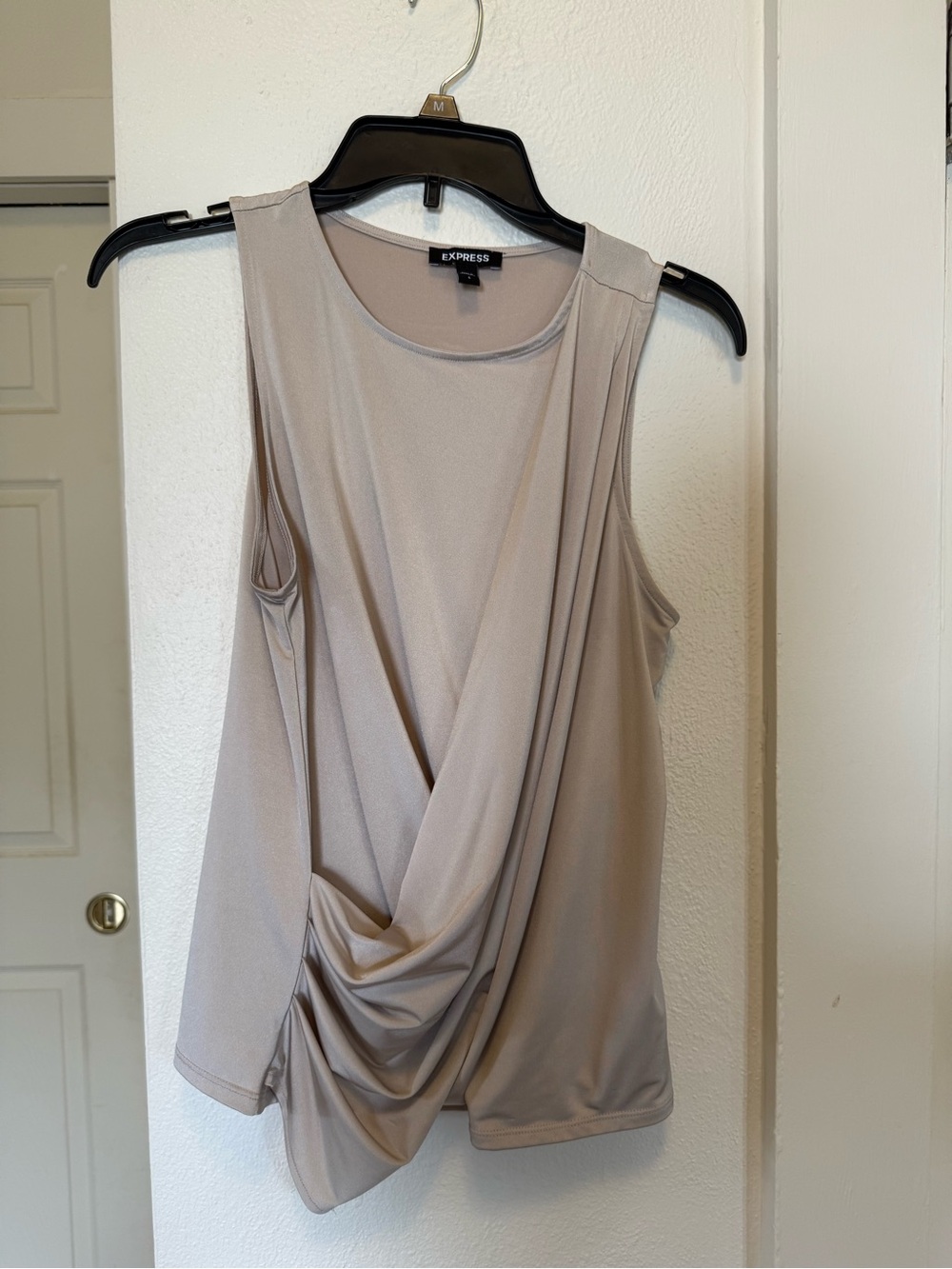 Express Draped Sleeveless Tank Top - Taupe
